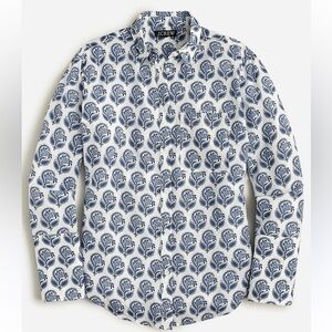 J. Crew Garçon Cotton Voile in Bouquet Block Print Blue and White Shirt | 2